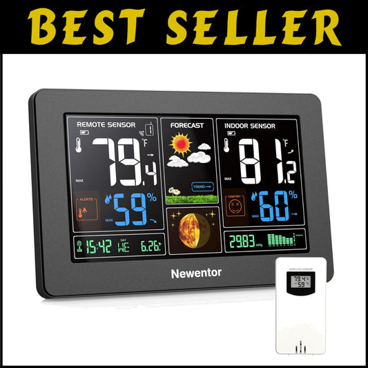 Compact Wireless Weather Station with Temperature, Humidity, and Alarm Features