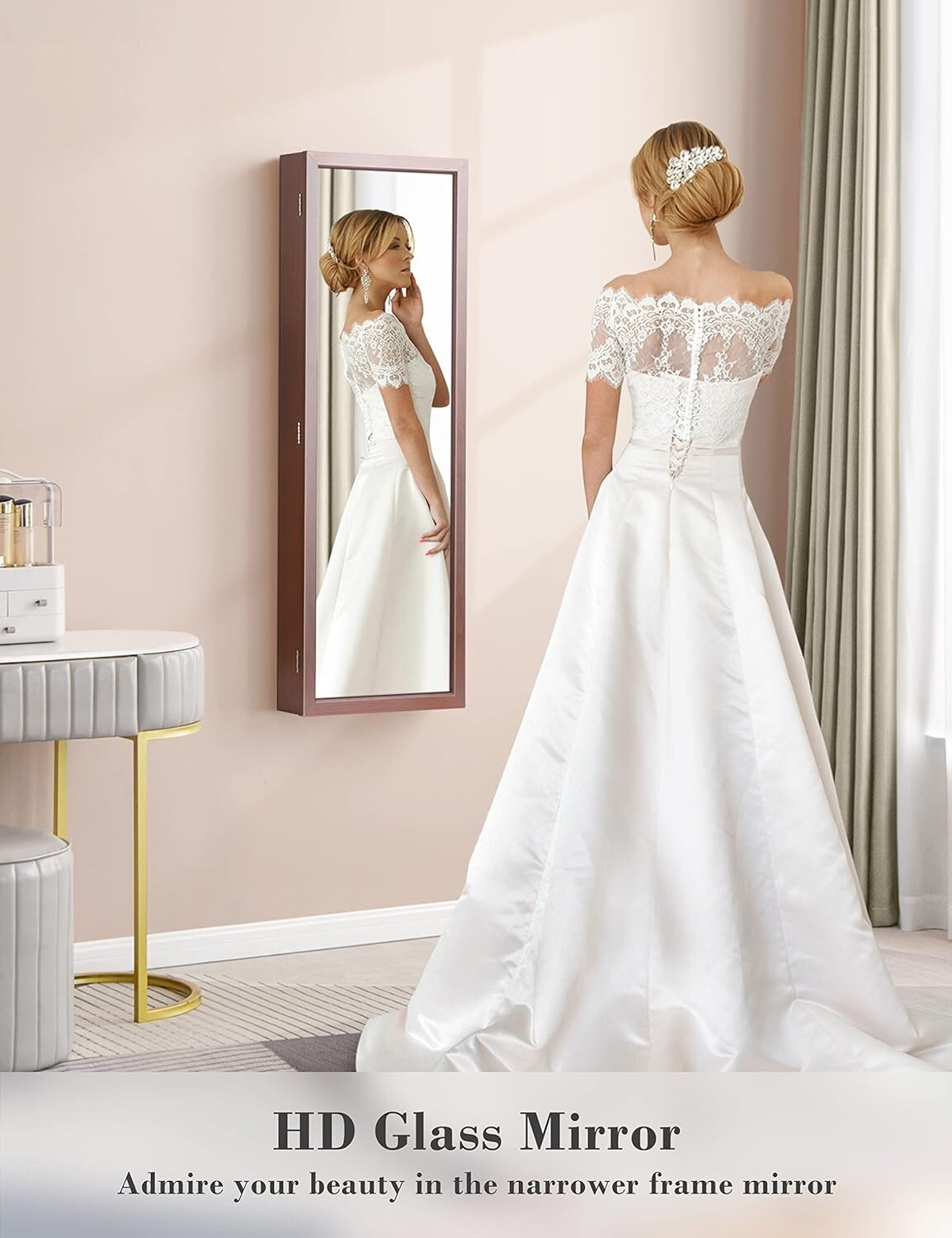 Stylish Brown LED Jewelry Organizer with Velvet Pockets - Perfect Christmas Gift