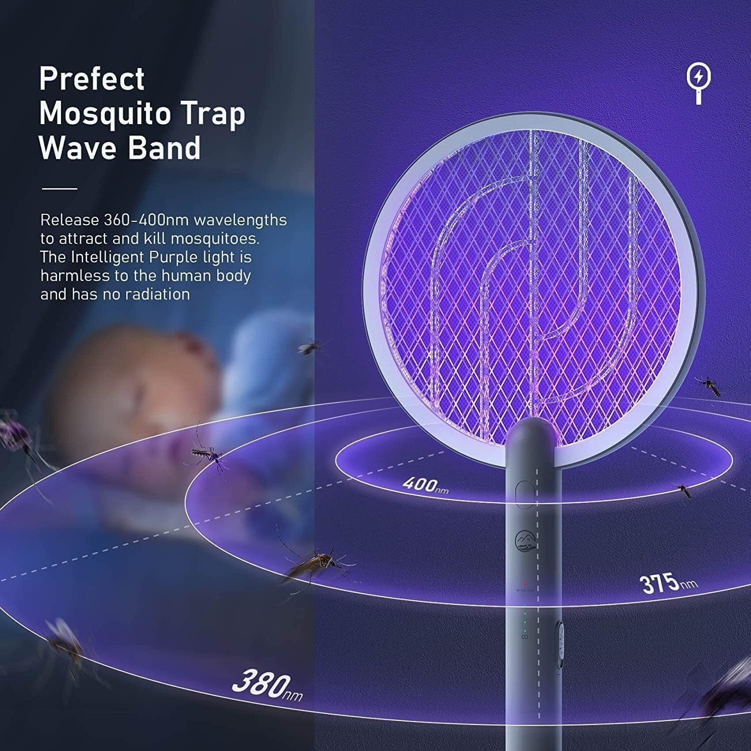 Dual-Function Electric Fly Swatter & Mosquito Trap Lamp - Safe & Eco-Friendly