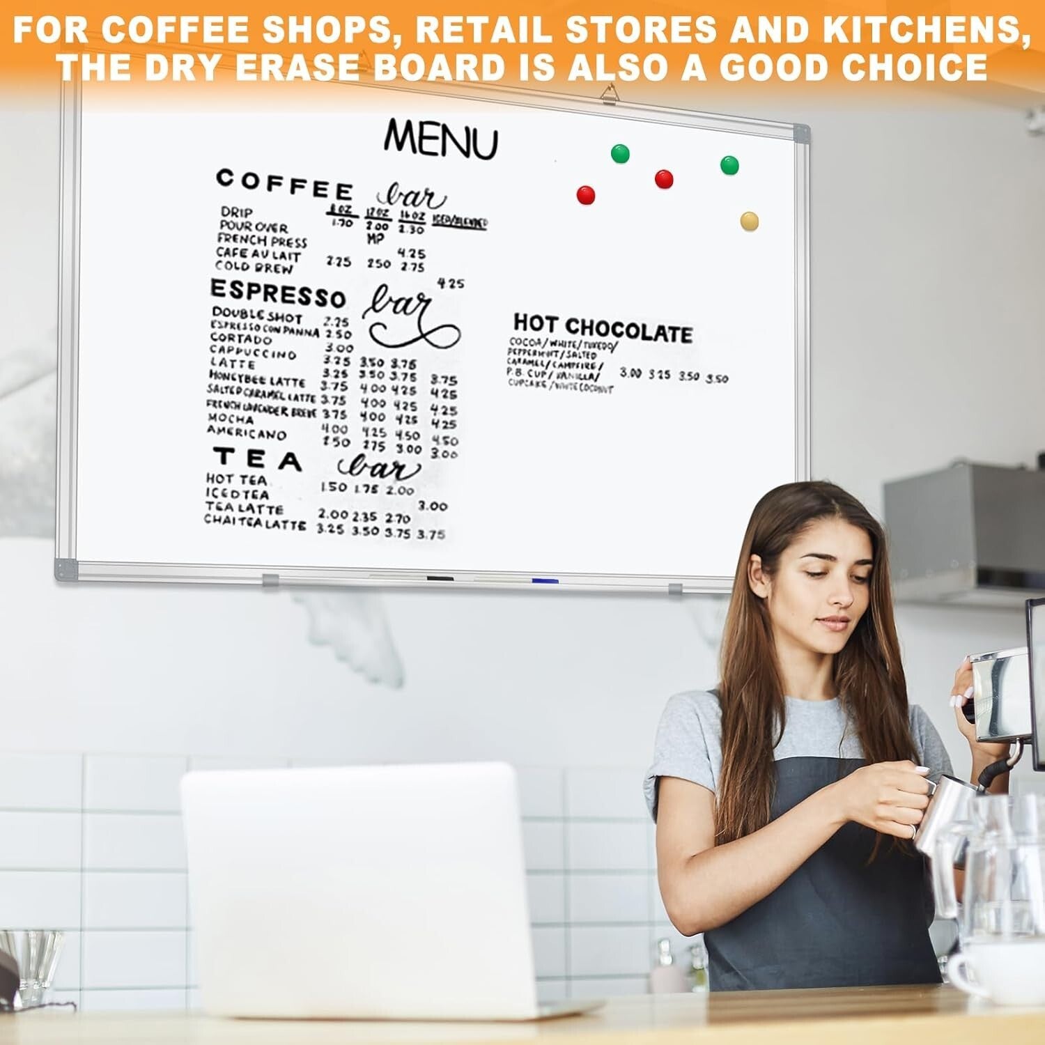 72"x40" Magnetic Dry Erase Board - Wall-Mounted Aluminum Presentation Tool