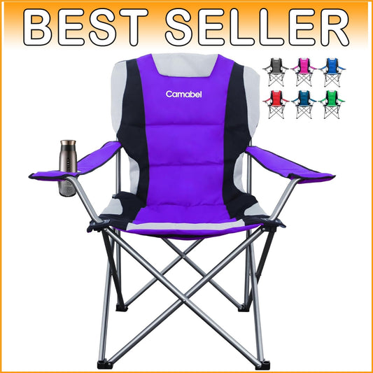 Extra Large Folding Camping Chair - 400lbs Support - Lightweight Purple Design
