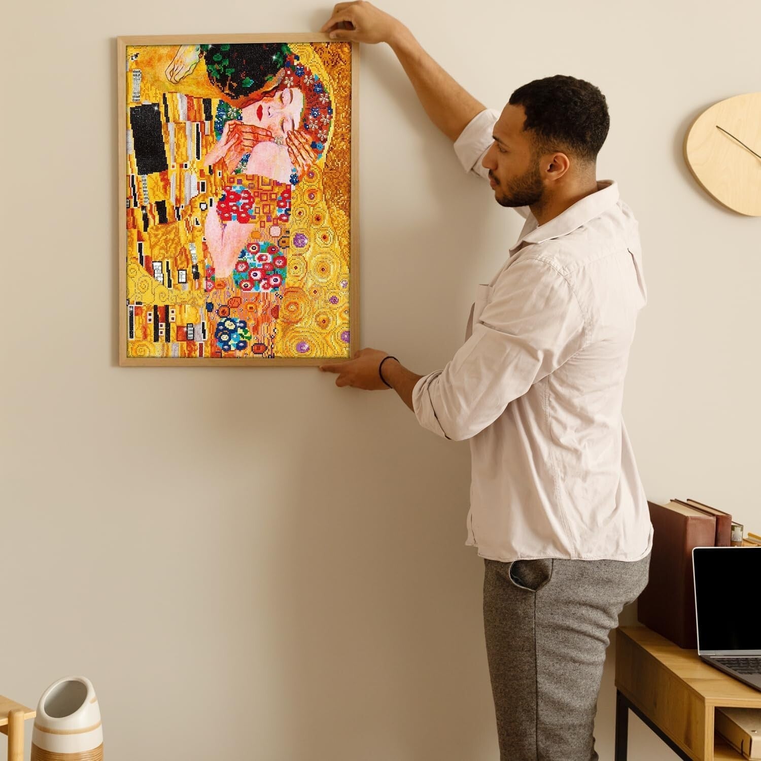 Captivating Diamond Dotz Painting Kit - Klimt's Kiss, 28"x22" Art Solution