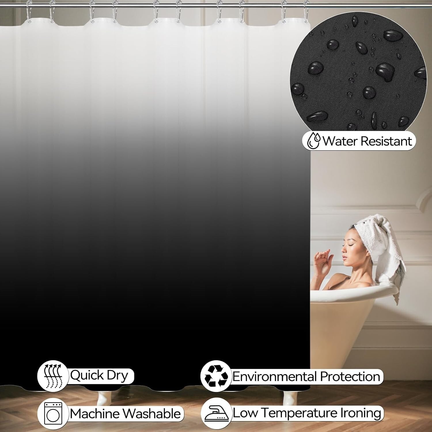 Elegant 22PC Bathroom Accessories Set in Black Ombre with Easy-Clean Features