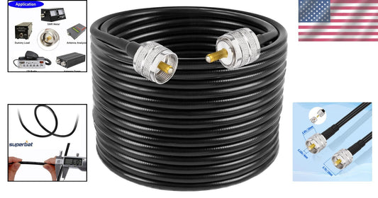 Flexible 50ft UHF Male to Male Coaxial Cable for CB Radio & Antenna Use