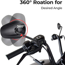 Load image into Gallery viewer, Long Stem Oval Motorcycle Mirrors with 360° Adjustability - Black Aluminum Pair
