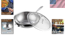 Load image into Gallery viewer, Heavy Duty 12-Inch Multi-Ply Clad Wok Pan with Glass Lid for Everyday Cooking