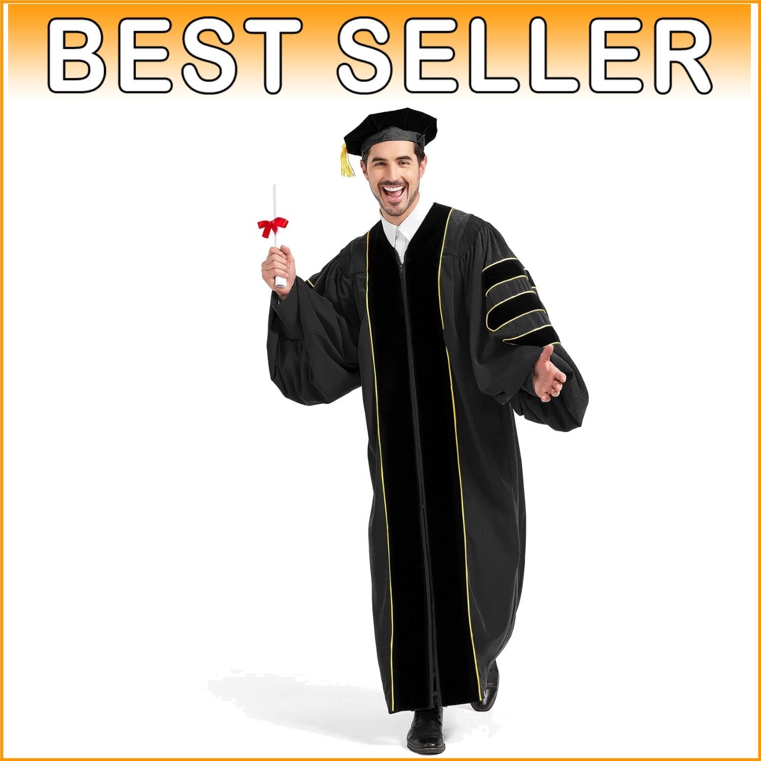 Durable Premium Doctorate Graduation Gown & Tam - Perfect for Faculty Ceremonies