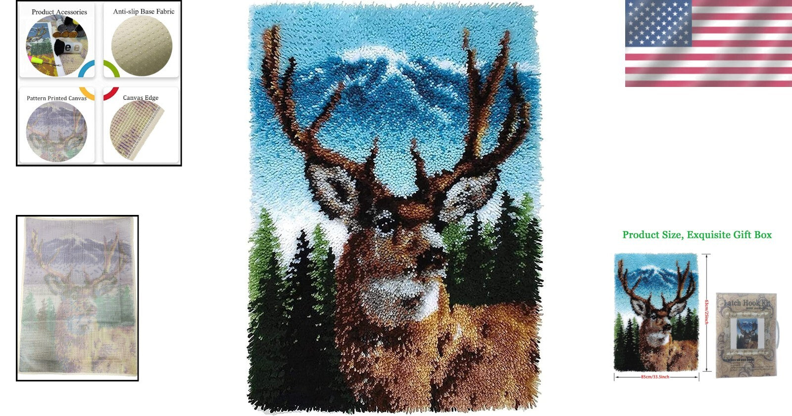 Creative Latch Hook Kit - Premium Deer Canvas Pattern for All Skill Levels