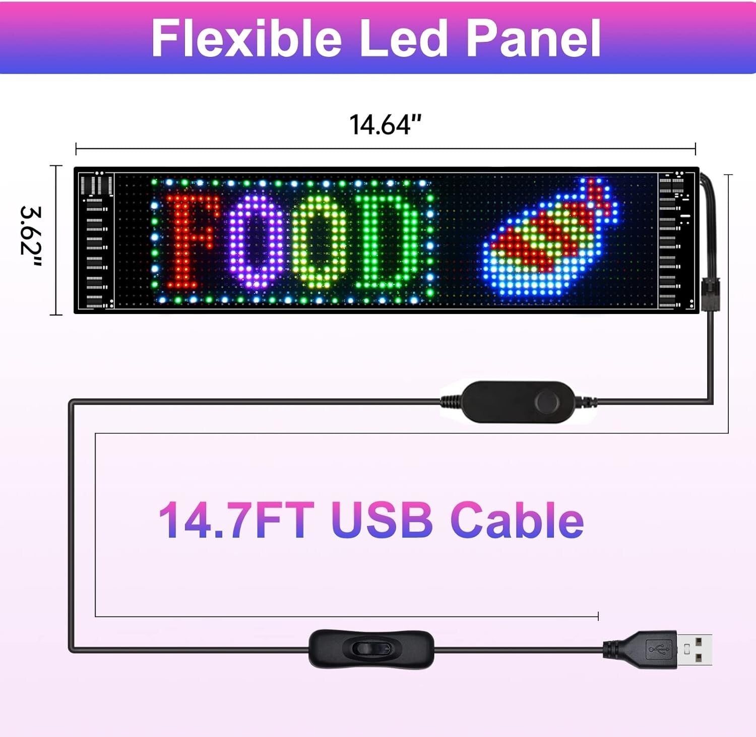 Dynamic LED Sign for Cars with Bluetooth – Waterproof, Flexible & Customizable