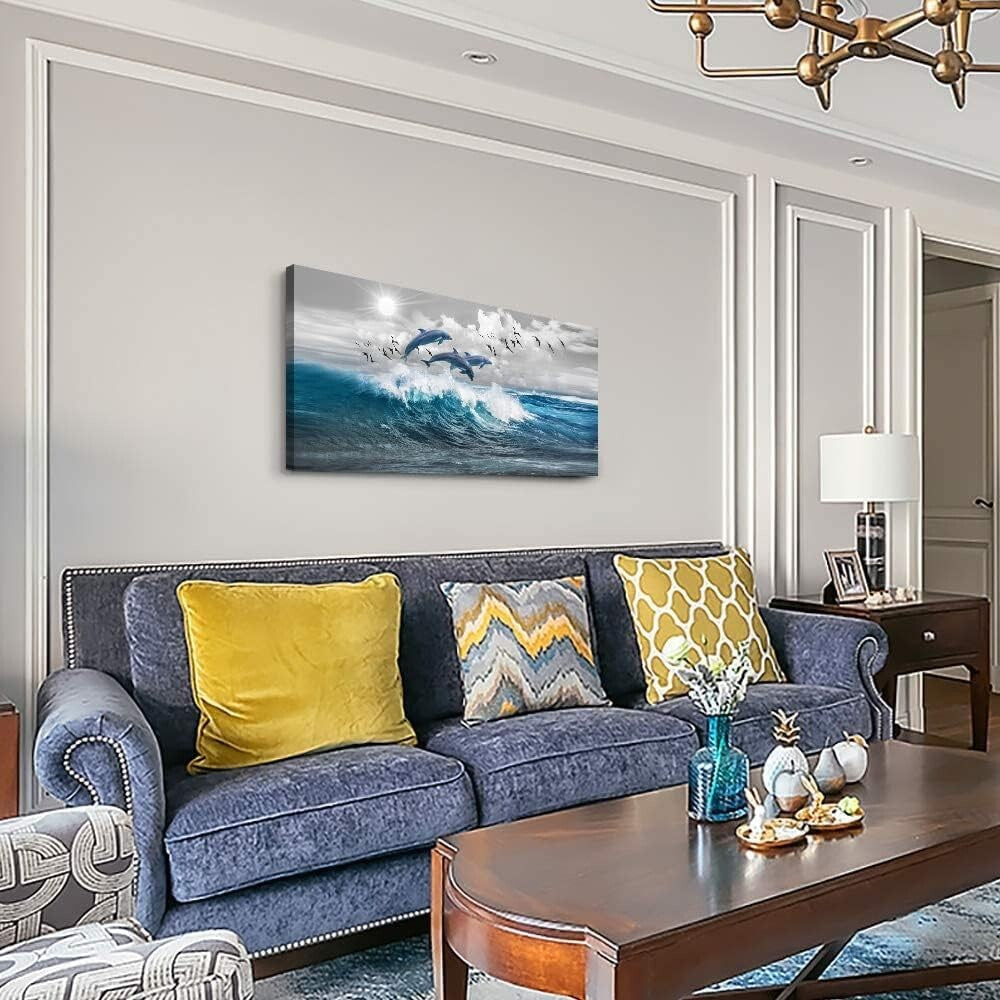 Elegant 40'' x 20'' Blue Sea Canvas Art - Perfect Wall Décor for Home or Office