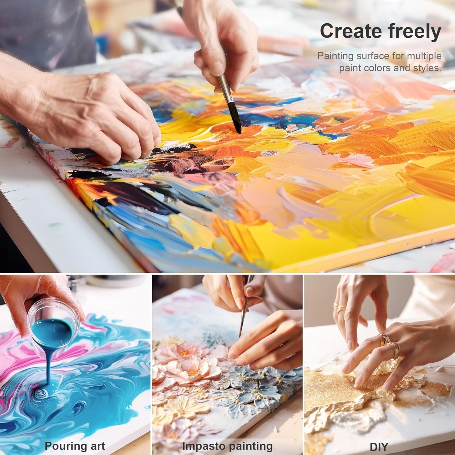 18x24 Inch Cotton Canvas Set: 5 Pack of Triple Primed, Ideal for Oil & Acrylic
