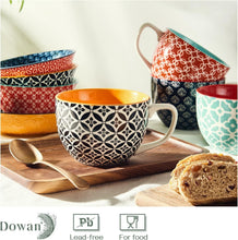 Load image into Gallery viewer, Oversized 24 oz Ceramic Coffee Mugs - Gift-Ready Set of 4 in Bright Colors