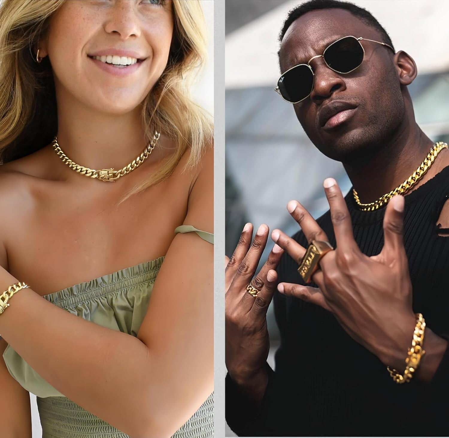 15mm Miami Cuban Link Chain Necklace - 18k Gold Stainless Steel - Stylish Unisex