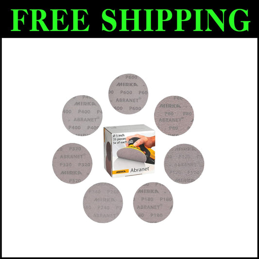 Professional Abranet 5'' Sanding Discs - Dust-Free Mesh, 35 pcs Variety Set