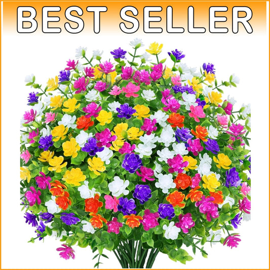 Vibrant 24 Bundles of Lifelike Boxwood Faux Flowers for Indoor & Outdoor Decor