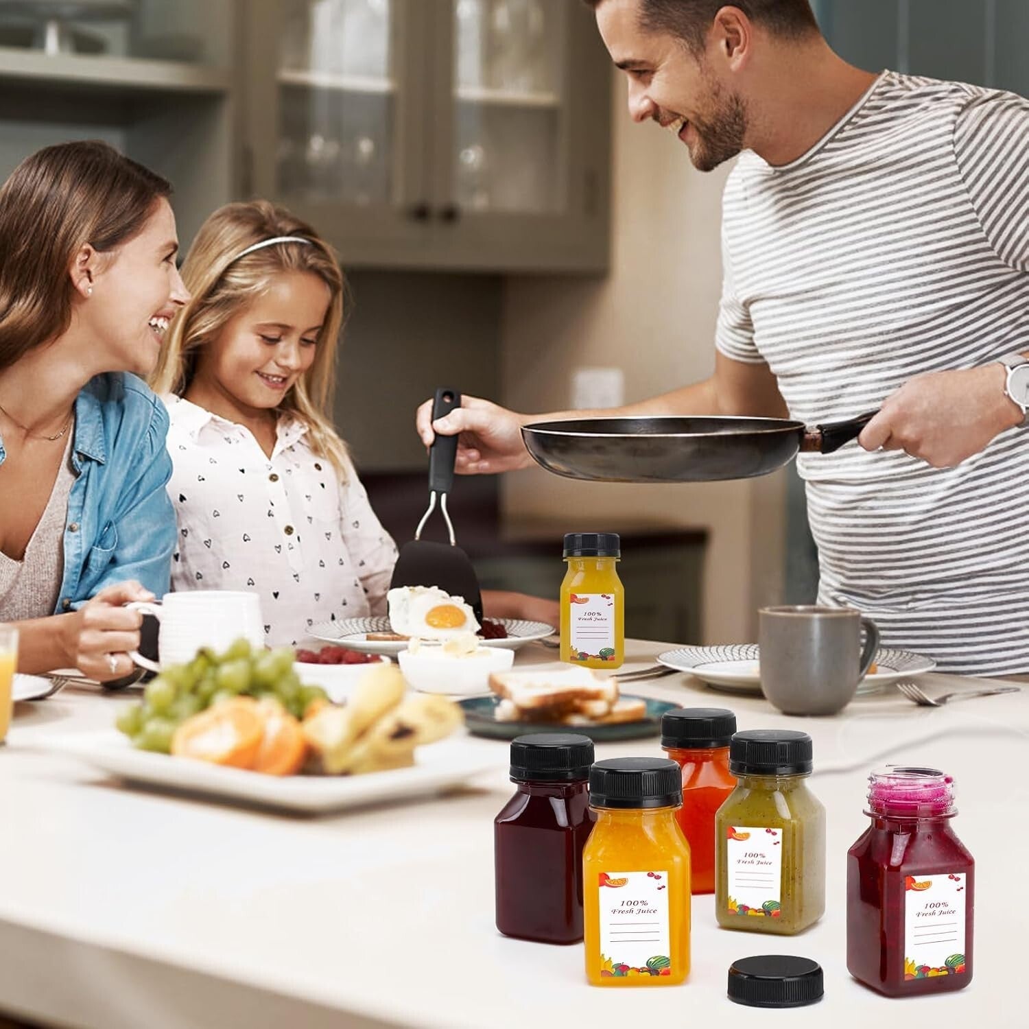 Food-Grade Clear Juice and Smoothie Bottles - 80 Count with Accessories