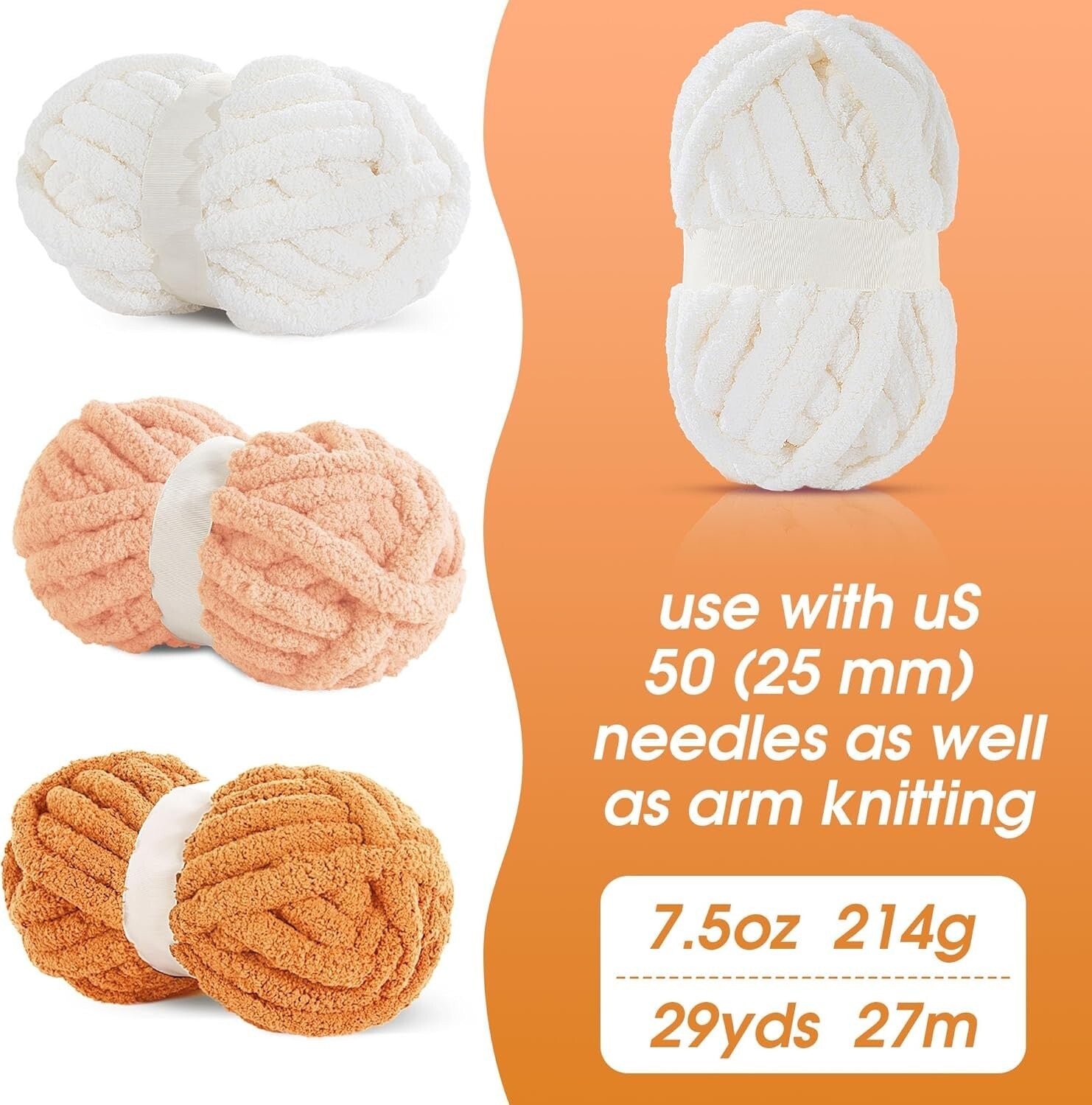 Chunky Knit Yarn Set - 12 Pack Orange Gradient for Cozy Hand Knitting Projects