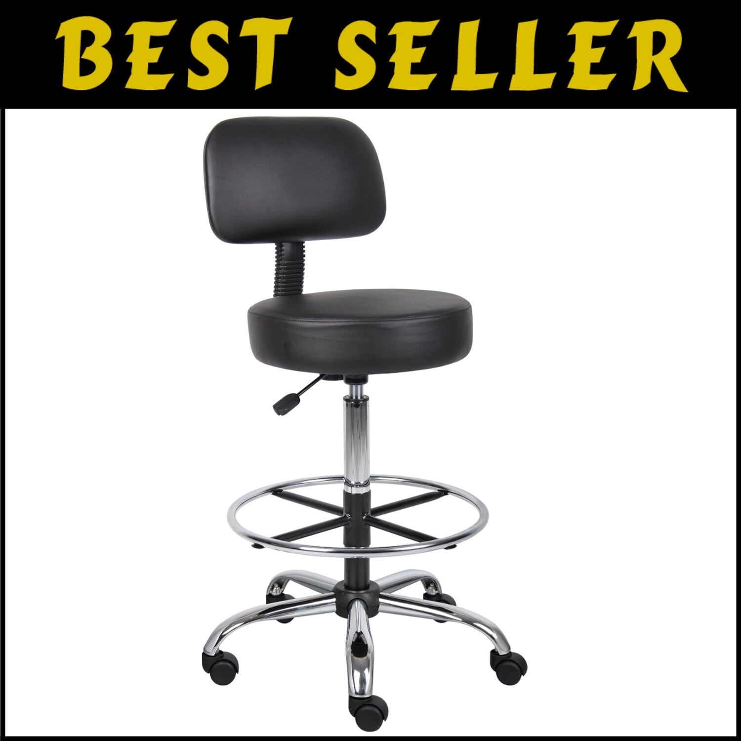 Comfort-Driven Medical Drafting Stool - Adjustable Height & Durable Vinyl Design