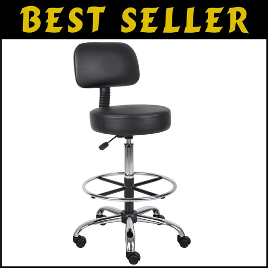 Comfort-Driven Medical Drafting Stool - Adjustable Height & Durable Vinyl Design