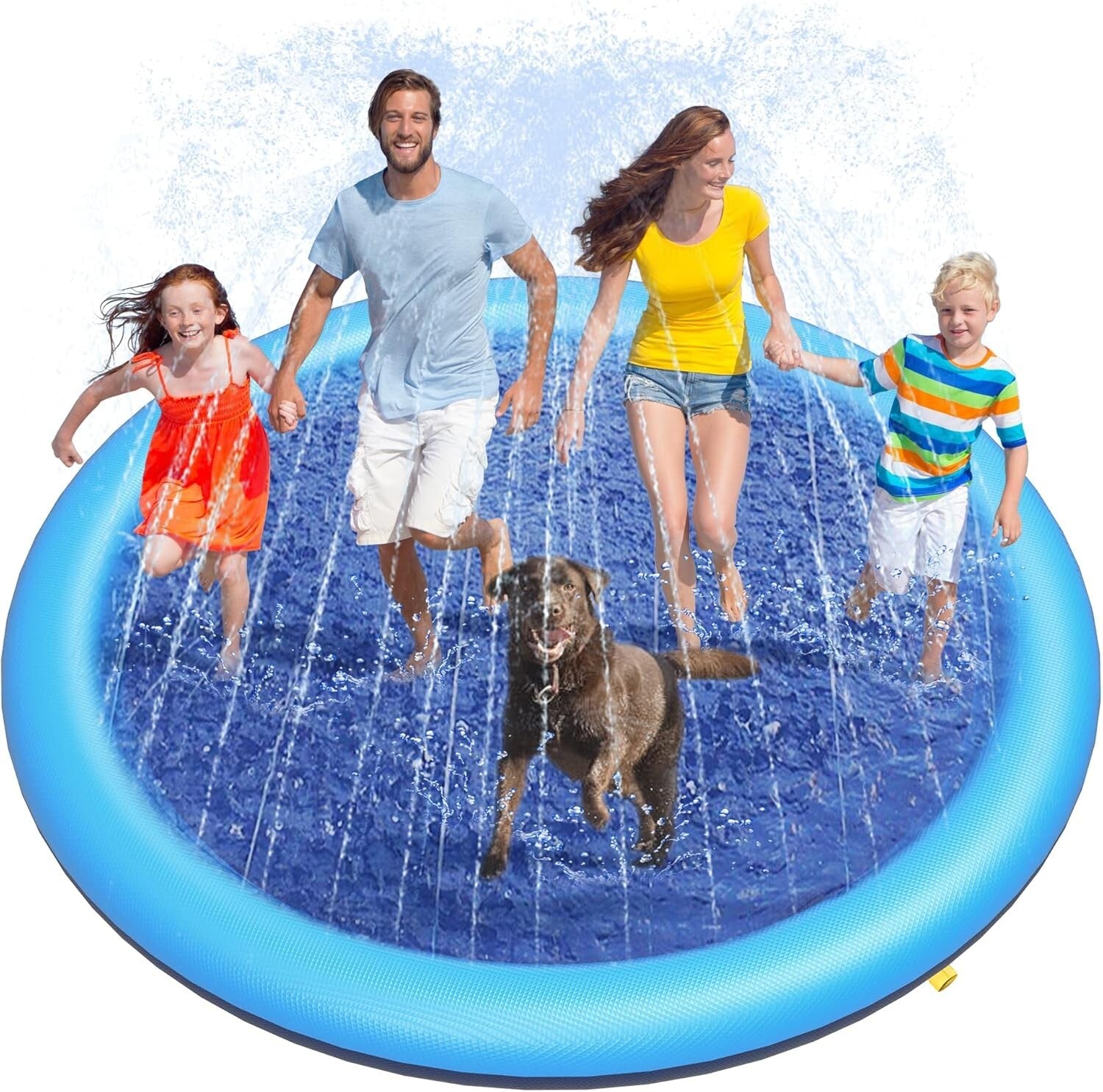 Large 86in Dog Pool Splash Pad - Adjustable Height and Dog-Friendly Design