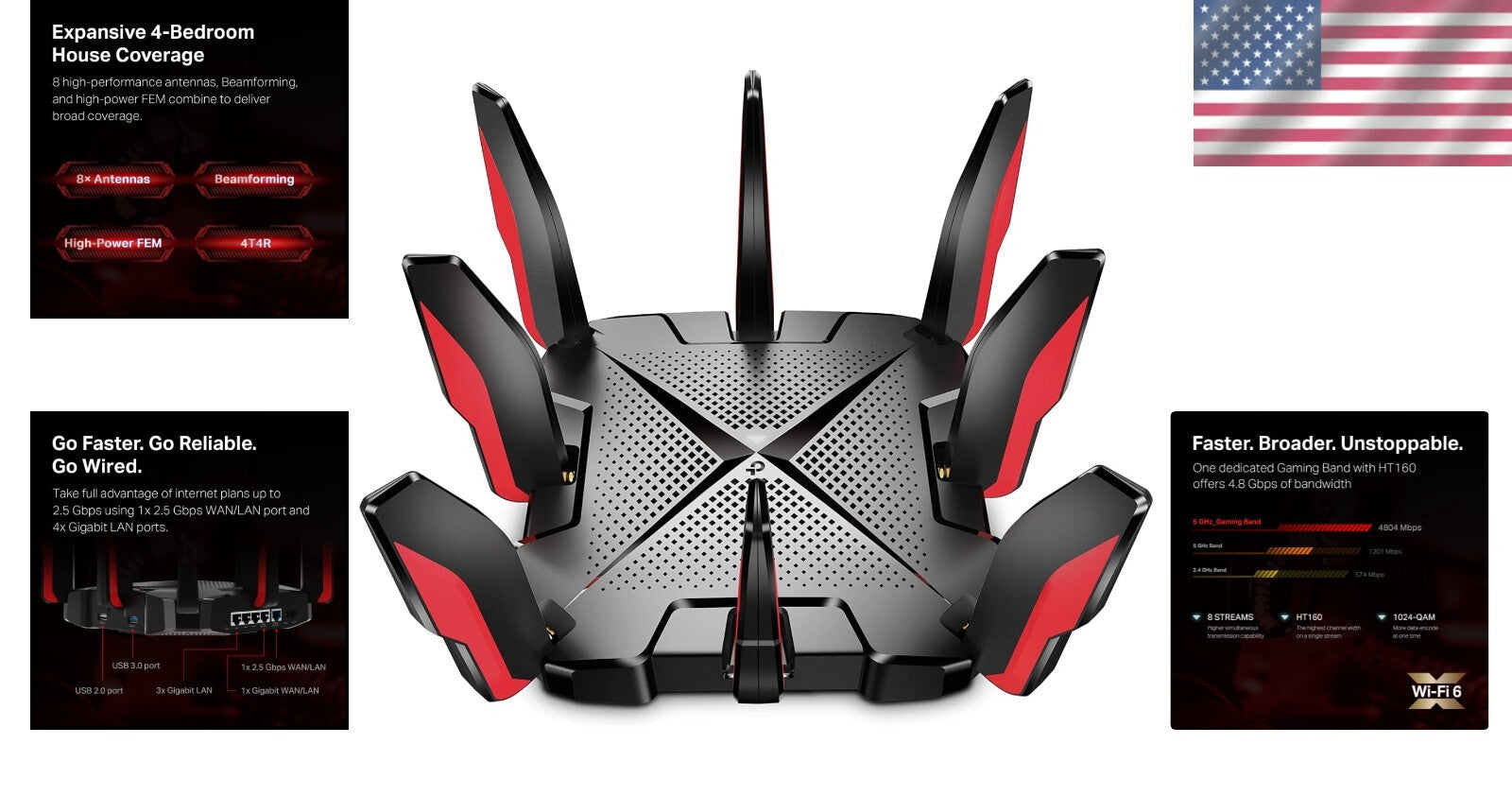 High-Speed Gigabit AX6600 Router with HomeShield Security for Large Homes