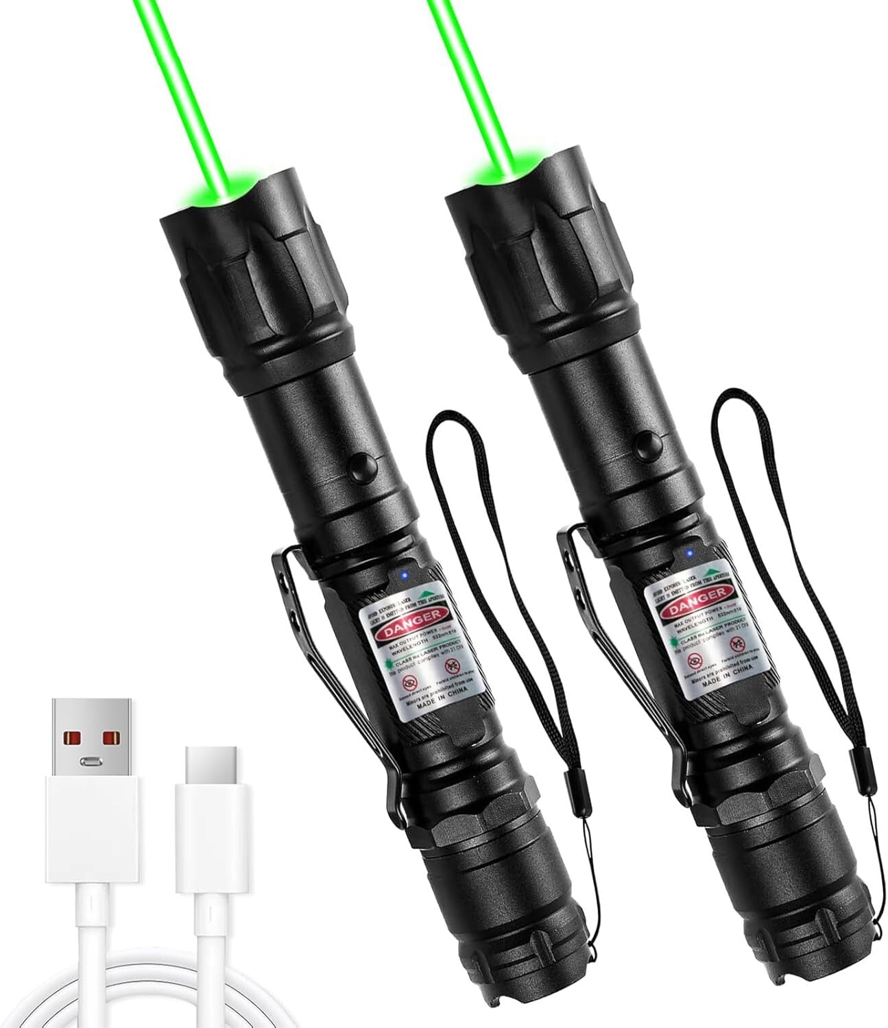 Rechargeable Green Light Flashlight Set - Perfect for Presentations & Adventures