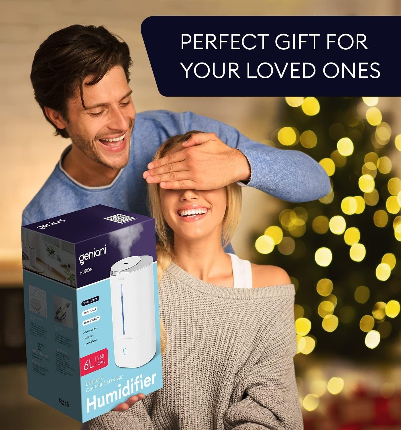 Cool Mist Ultrasonic 6L Humidifier with Night Light - Ideal for Babies & Plants