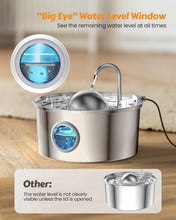 Load image into Gallery viewer, 108oz Stainless Steel Cat Water Fountain - Auto Dispenser for Healthy Hydration