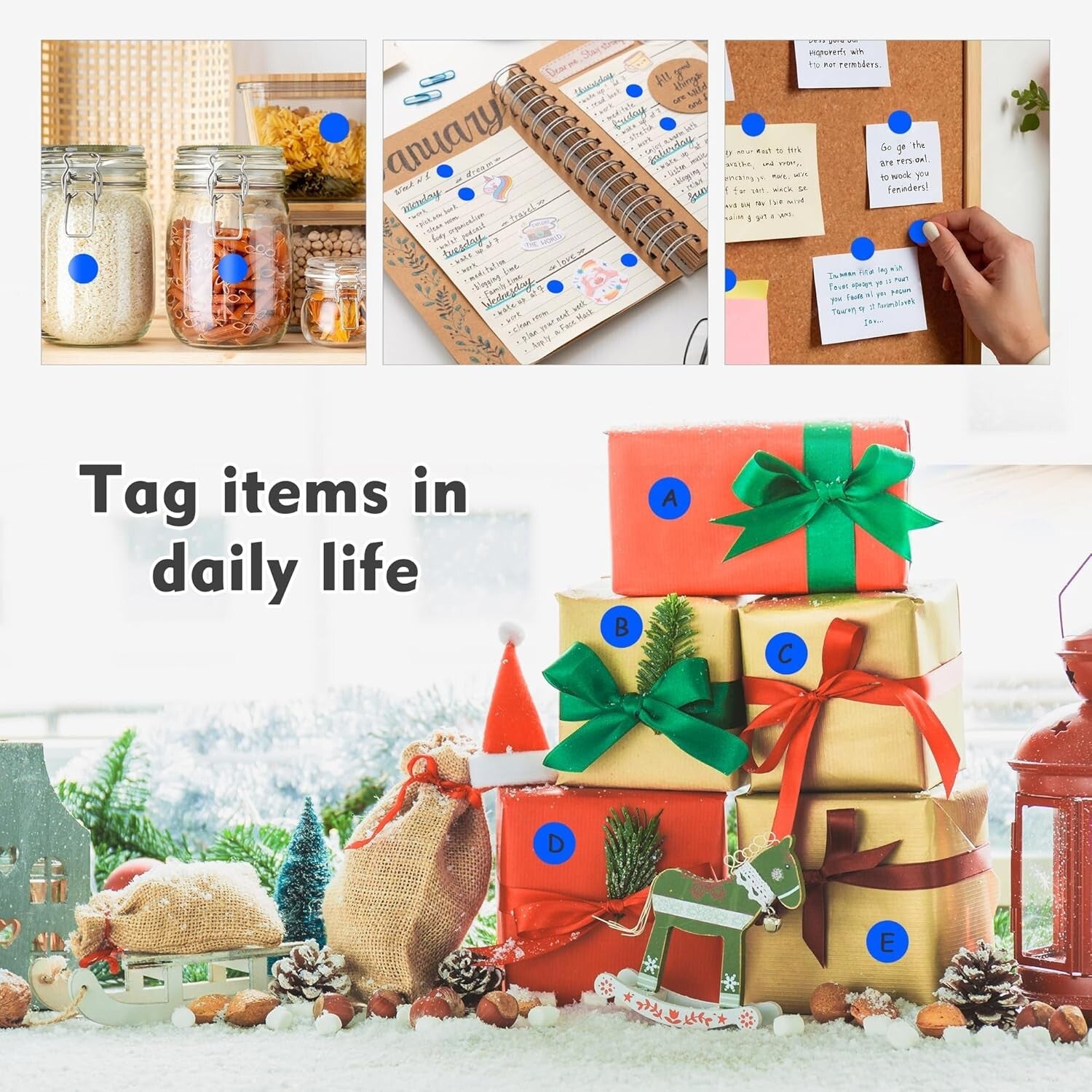 Efficient 3/4 Inch Color-Coding Blue Dot Stickers – 10 Rolls in Dispenser Box