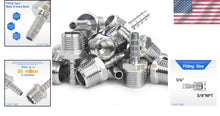 Load image into Gallery viewer, 316 Stainless Steel Barb Fitting Coupler 1/4" ID x 3/8" Male NPT - Pack of 25