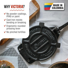 Load image into Gallery viewer, Durable 8-Inch Seasoned Cast Iron Tortilla Press for Authentic Latin Cuisine