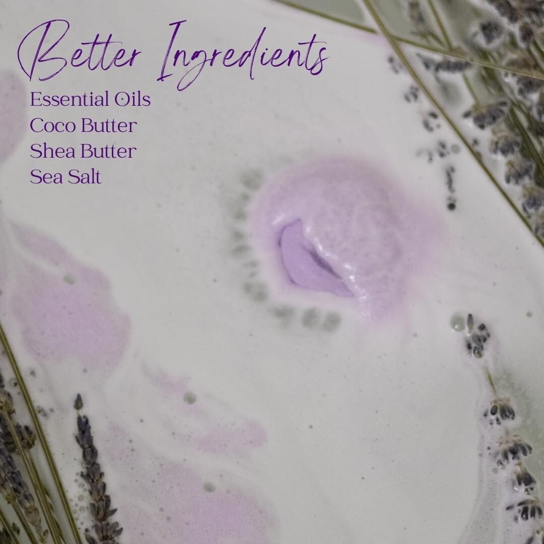 Aromatherapy Lavender Bath Bombs - 12 Large Organic Bath Balls for Relaxation
