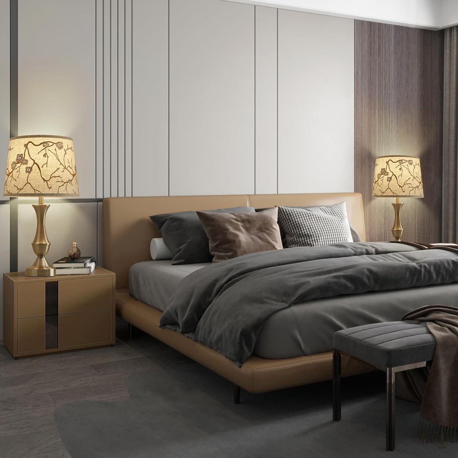 Elegant Lampshades Set of 2 with Floral Design - Ideal for Table & Floor Lamps