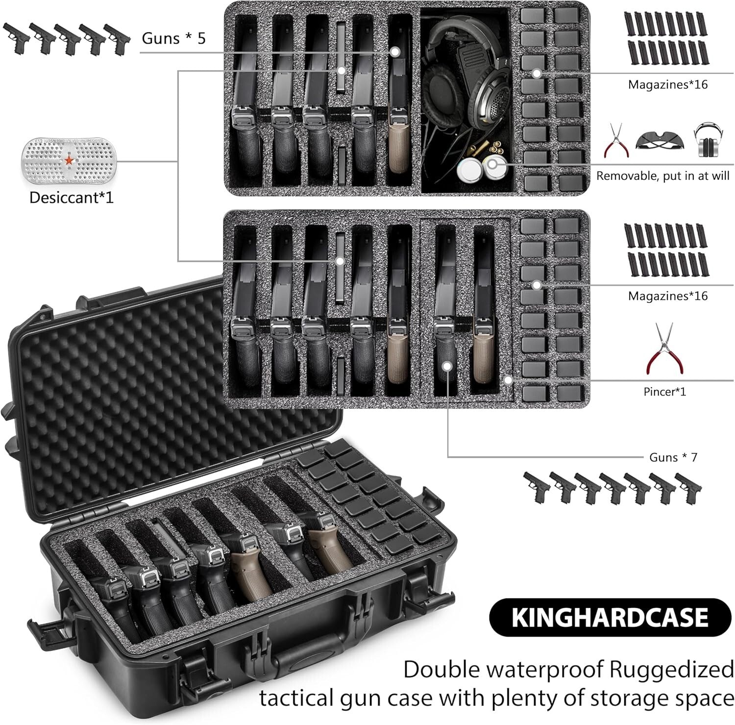 Lightweight ABS Hard Pistol Carrier with Desiccant for Safe Storage & Travel