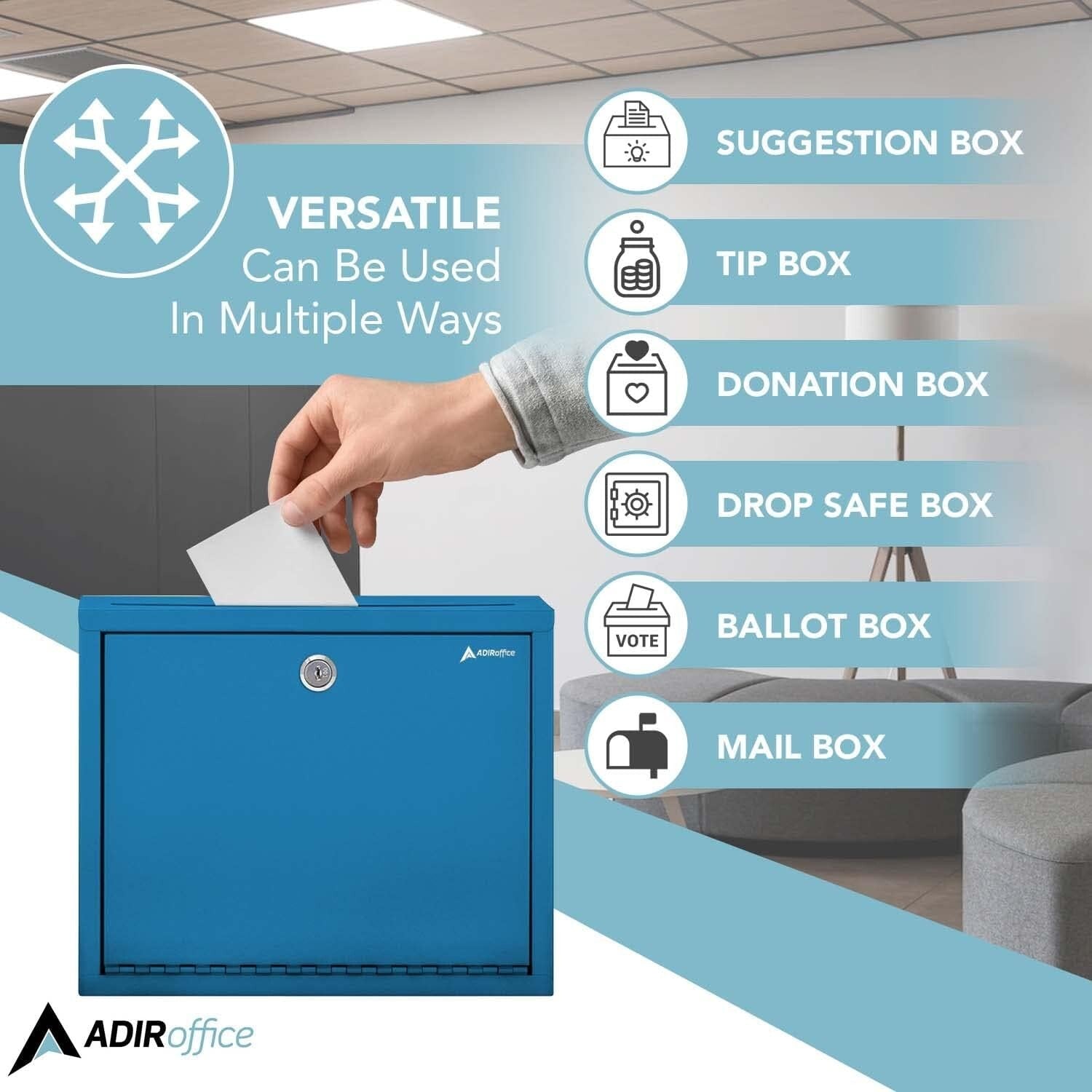 Durable Secure Suggestion Box with Front Slot - Perfect Mailbox for Offices