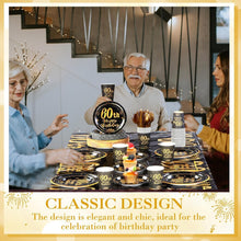 Load image into Gallery viewer, Stylish 452-Piece Complete Set of Black and Gold Tableware for 60th Celebrations