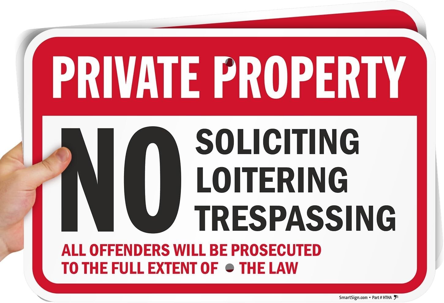 2-Pack Private Property No Soliciting Signs - Durable 12x18" Aluminum Design