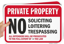 Load image into Gallery viewer, 2-Pack Private Property No Soliciting Signs - Durable 12x18" Aluminum Design