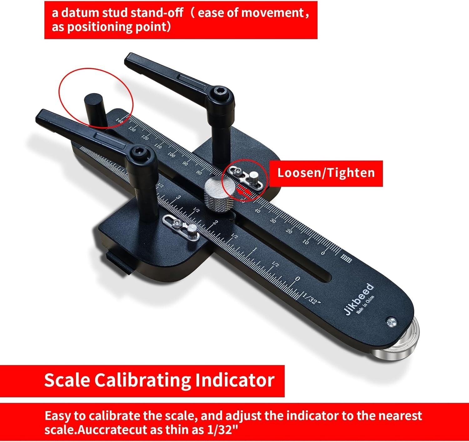 Durable Aluminum Thin Rip Jig for Table Saw - Laser-Engraved Precision Guide