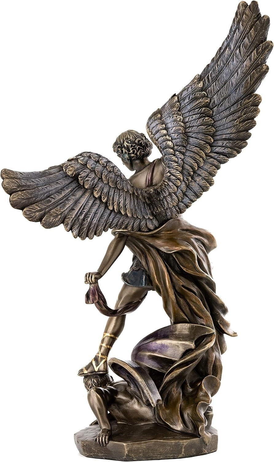 Premium 14.5-Inch St. Michael Statue - Hand-Painted Cold-Cast Bronze Collectible
