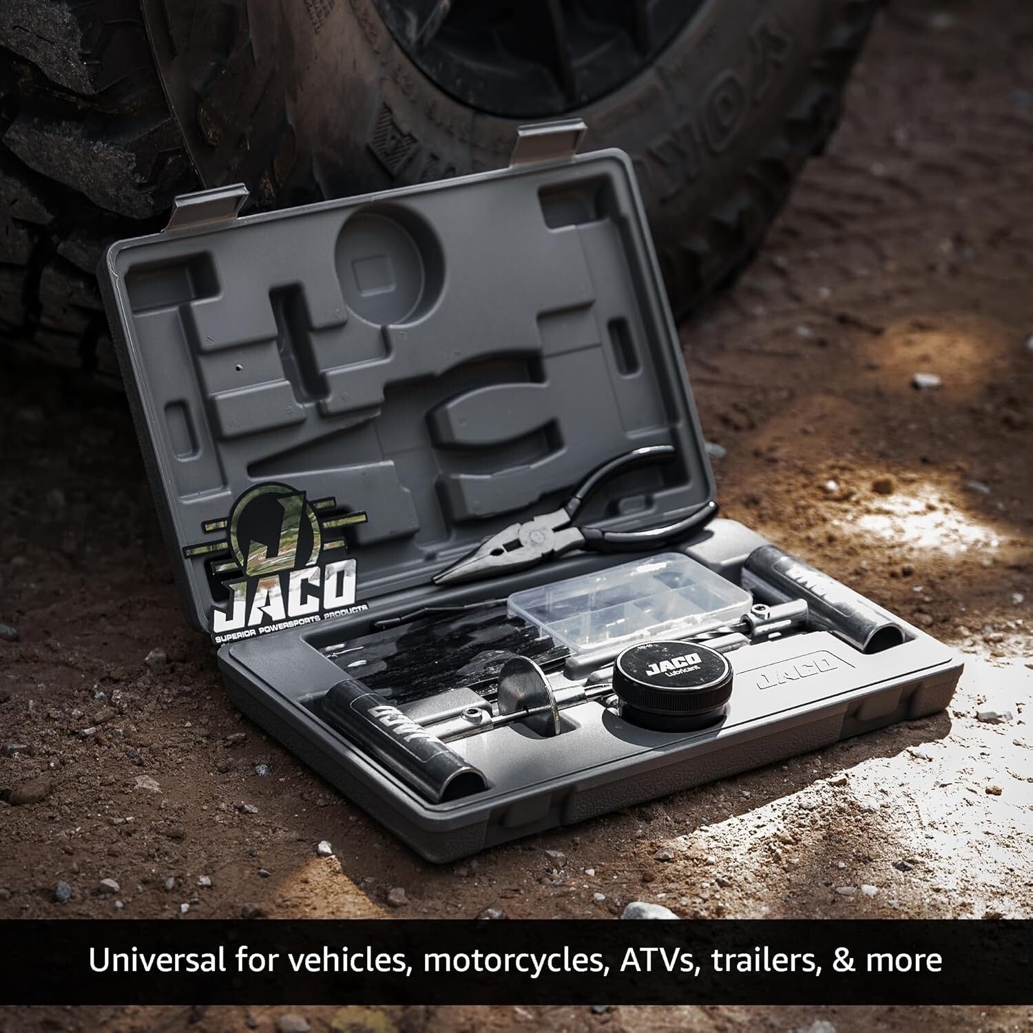 50-Piece JACO Tire Repair Kit with Hard Case – Essential Roadside Emergency Tool