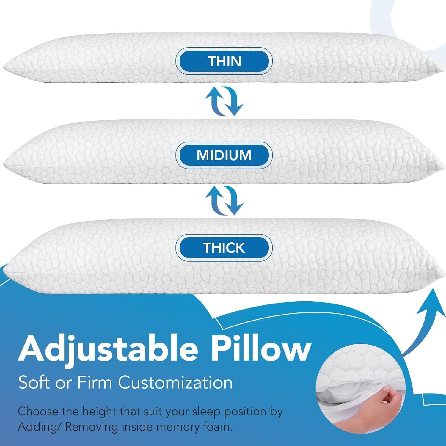 Luxury Cooling Memory Foam Body Pillow - Adjustable for Side and Back Sleepers