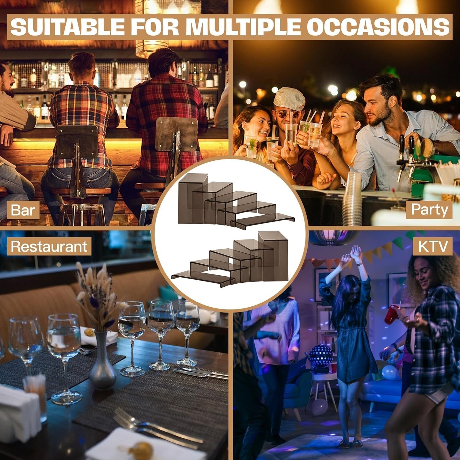 10 Durable Rectangular Acrylic Risers with Crystal-Clear Visibility for Displays