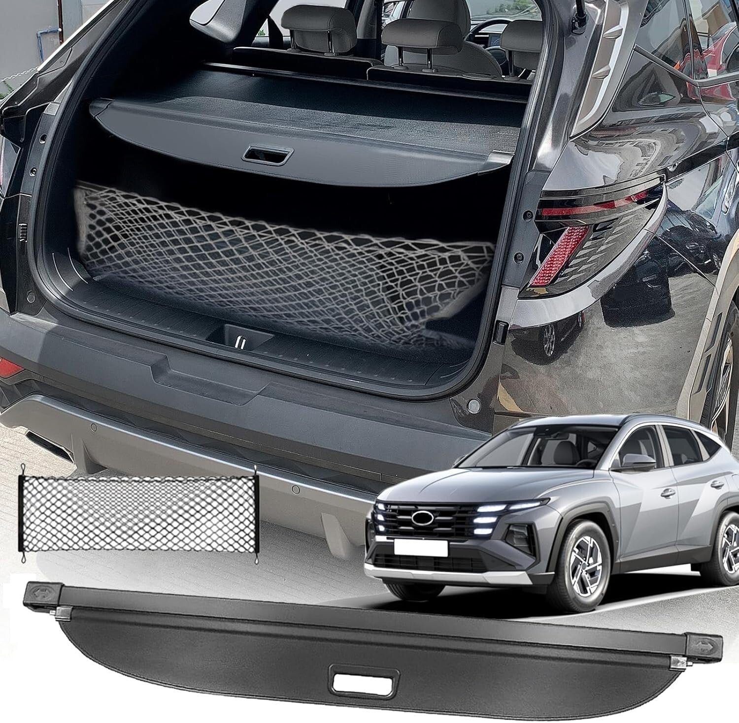 Retractable Trunk Organizer for 2023-2025 Hyundai Tucson - Easy Tool-Free Setup