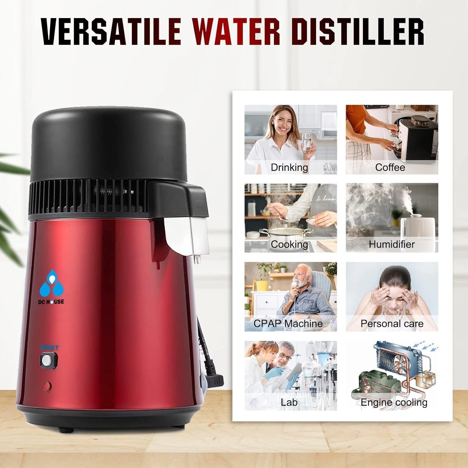 Efficient 4L Countertop Water Distiller - Pure Drinking Water for Your Family