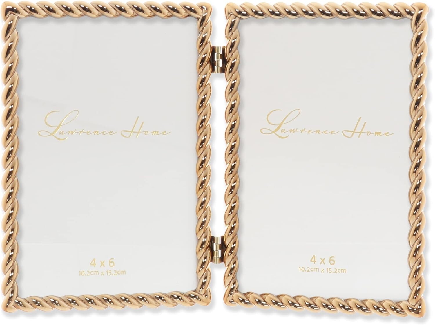 Heavyweight Gold Cast Metal 4x6 Double Picture Frame - Perfect for Any Occasion