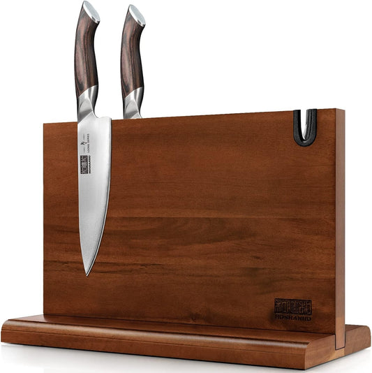 Luxe Acacia Wood Double-Sided Knife Block - Organize Your Kitchen Effortlessly