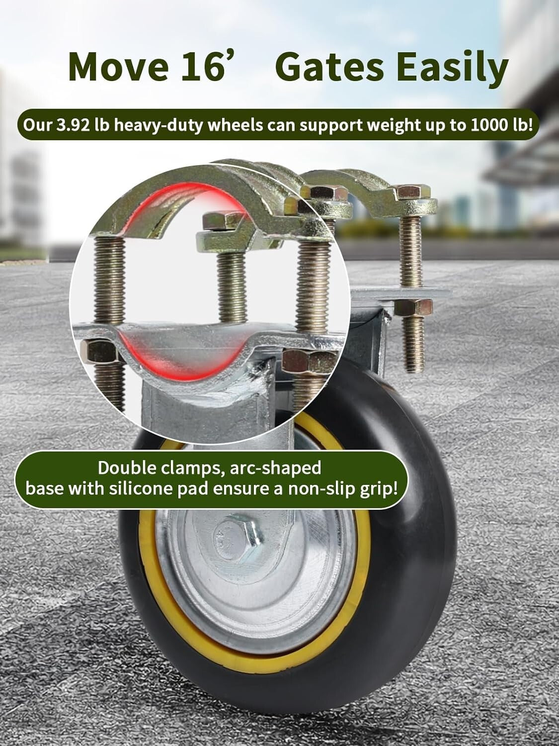 Easy Install 6" Gate Wheels for Metal Gates - Complete with Mounting Hardware