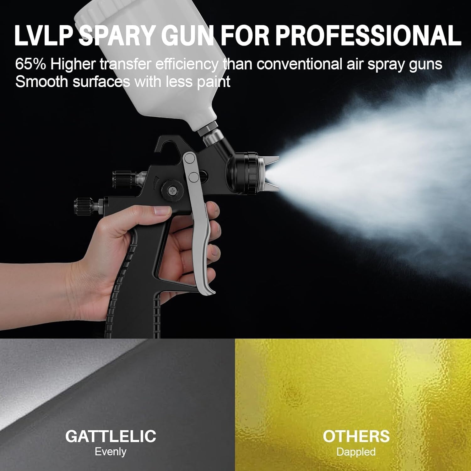 Efficient LVLP Paint Sprayer Kit for Cars & Home Renovation, 1.3-1.7mm Nozzles