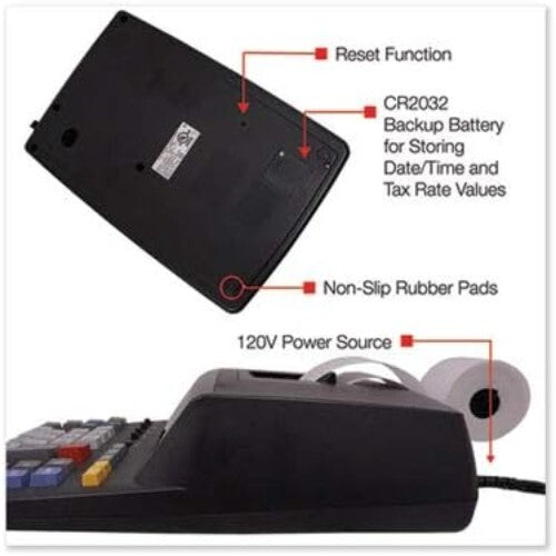 Elegant 12-Digit Desktop Printing Calculator with Large Blue Fluorescent Display